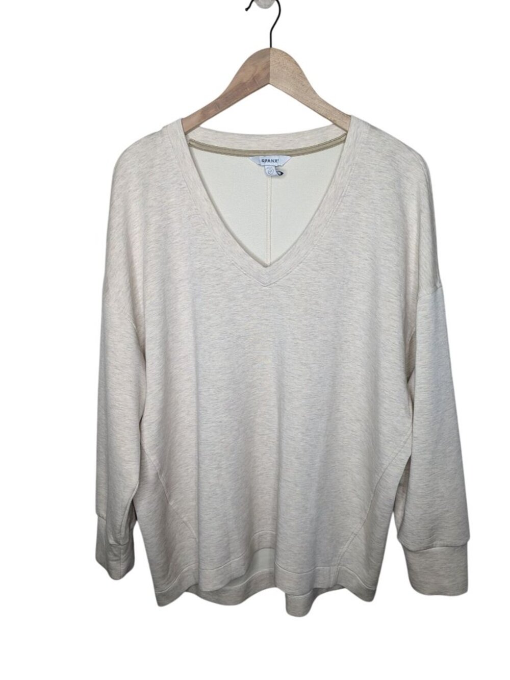Spanx Oatmeal Brushed Airessentials Tunic V-Neck Long Sleeve Top 1X 50885r